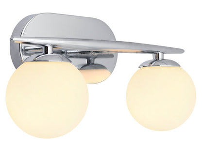 Modern Chrome Double Globe Wall Light with G9 Warm White LED - Energy Light Bulbs - Free delivery on all orders