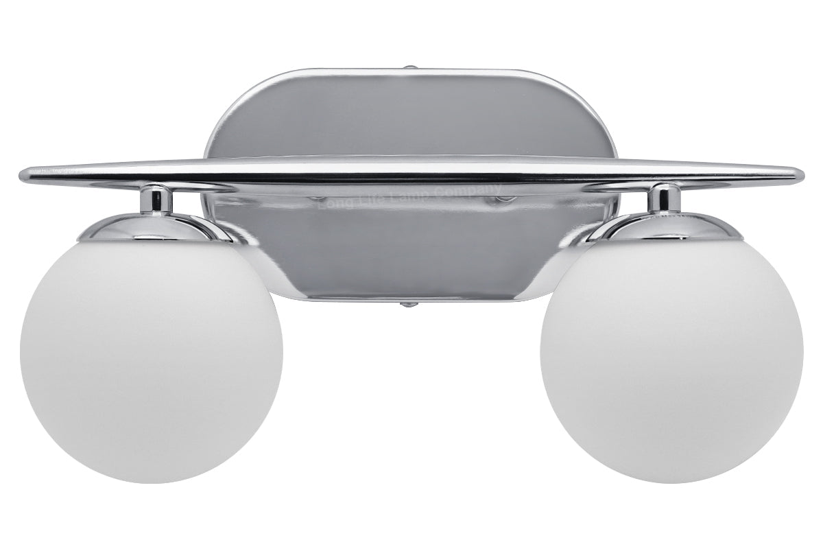 Modern Chrome Double Globe Wall Light with G9 Warm White LED - Energy Light Bulbs - Free delivery on all orders