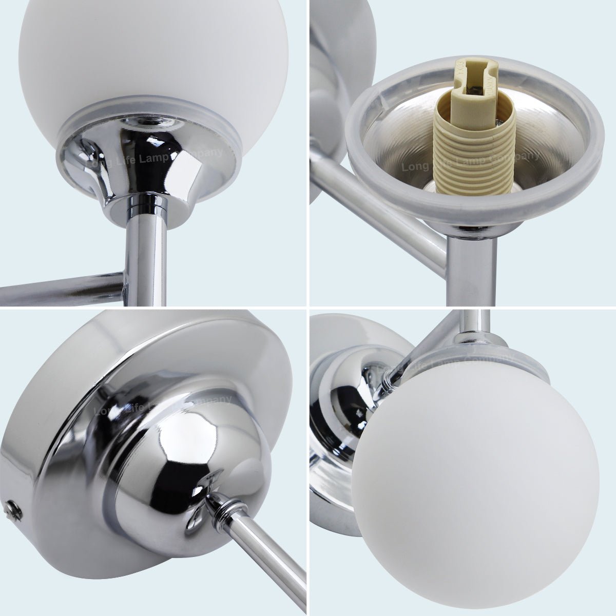 Modern Chrome Double Wall Light Sconce Frosted Glass Globe IP44 with LED G9 Warm White - Energy Light Bulbs - Free delivery on all orders