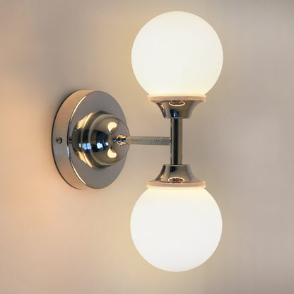Modern Chrome Double Wall Light Sconce Frosted Glass Globe IP44 with LED G9 Warm White - Energy Light Bulbs - Free delivery on all orders