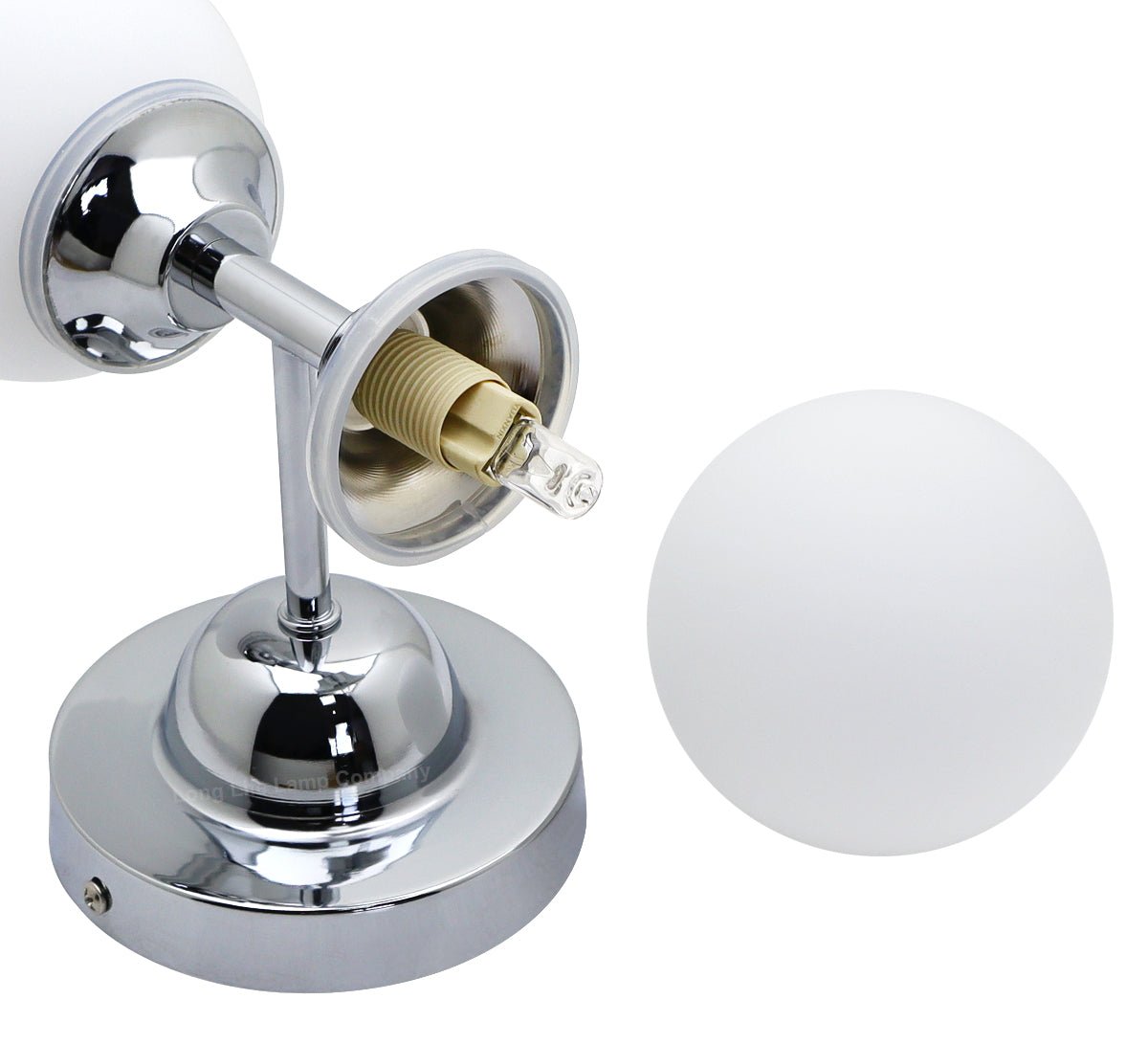 Modern Chrome Double Wall Light Sconce Frosted Glass Globe IP44 with LED G9 Warm White - Energy Light Bulbs - Free delivery on all orders