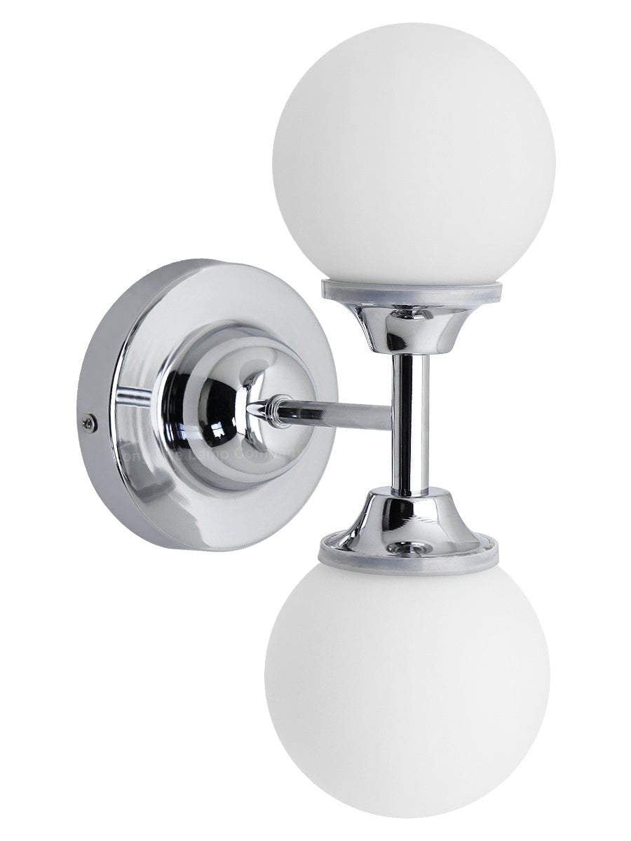 Modern Chrome Double Wall Light Sconce Frosted Glass Globe IP44 with LED G9 Warm White - Energy Light Bulbs - Free delivery on all orders
