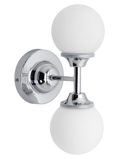Modern Chrome Double Wall Light Sconce Frosted Glass Globe IP44 with LED G9 Warm White - Energy Light Bulbs - Free delivery on all orders