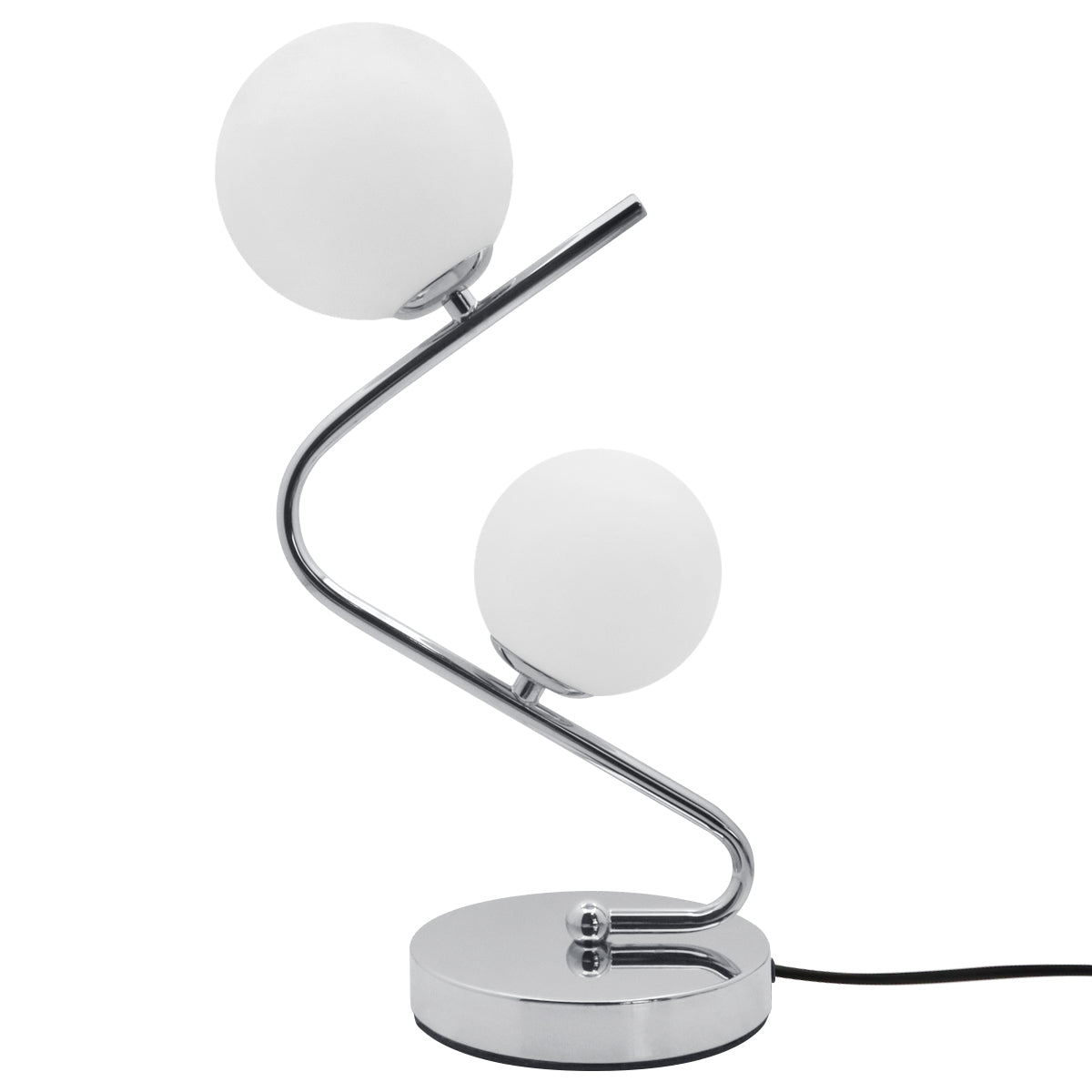 Modern Chrome Twin Opaque Frosted Glass Globe Table Lamp - Energy Light Bulbs - Free delivery on all orders
