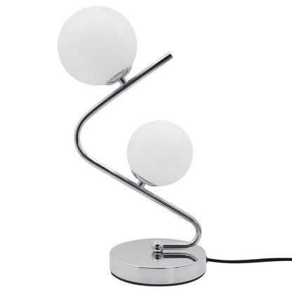 Modern Chrome Twin Opaque Frosted Glass Globe Table Lamp - Energy Light Bulbs - Free delivery on all orders