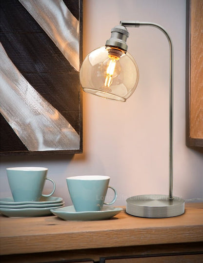 Modern Clear Glass Globe Table Lamp H3004 - Energy Light Bulbs - Free delivery on all orders