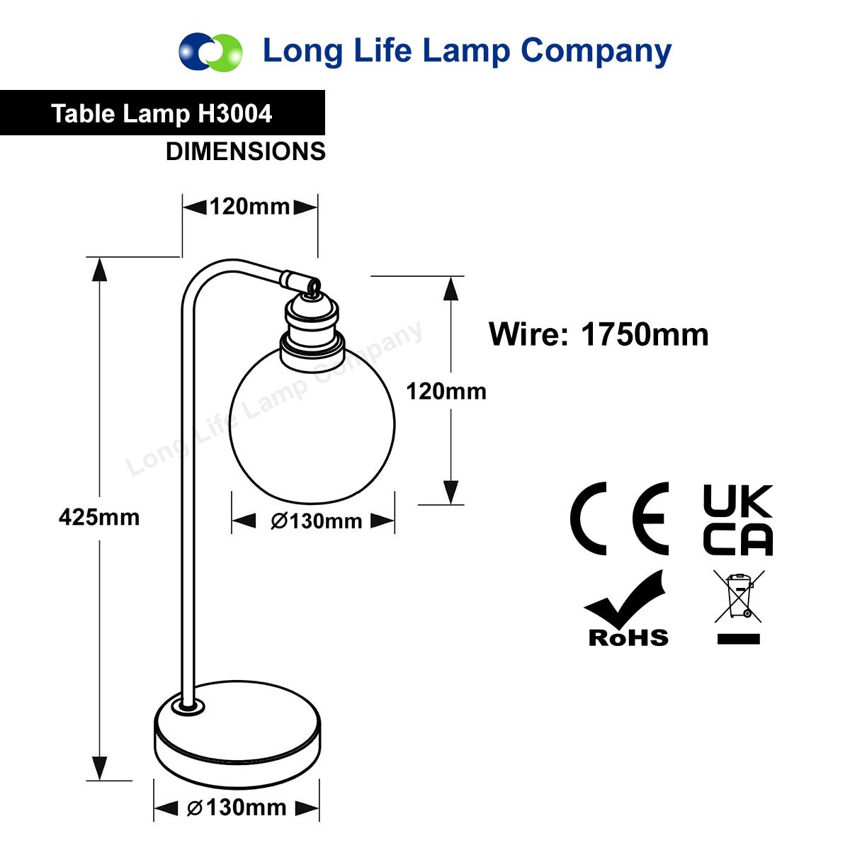 Modern Clear Glass Globe Table Lamp H3004 - Energy Light Bulbs - Free delivery on all orders