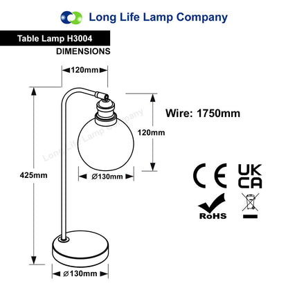 Modern Clear Glass Globe Table Lamp H3004 - Energy Light Bulbs - Free delivery on all orders