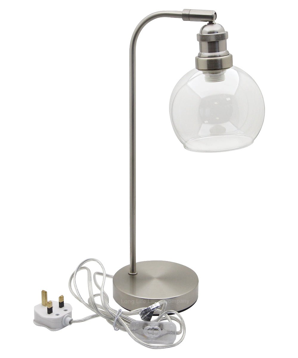 Modern Clear Glass Globe Table Lamp H3004 - Energy Light Bulbs - Free delivery on all orders
