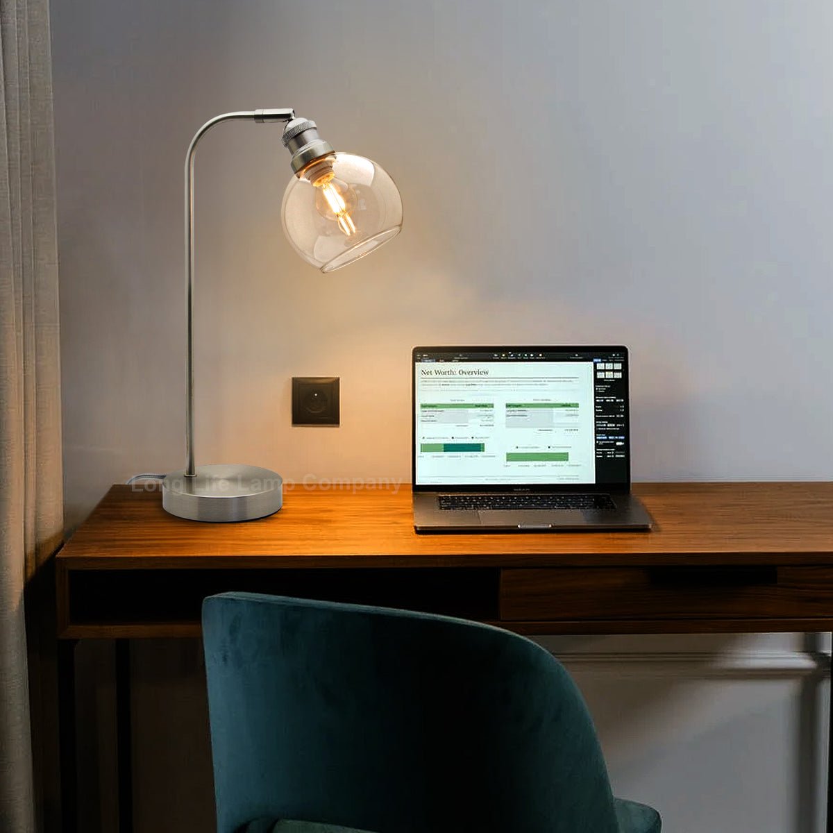 Modern Clear Glass Globe Table Lamp H3004 - Energy Light Bulbs - Free delivery on all orders