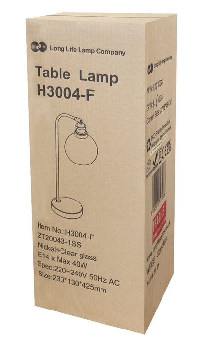 Modern Clear Glass Globe Table Lamp H3004 - Energy Light Bulbs - Free delivery on all orders