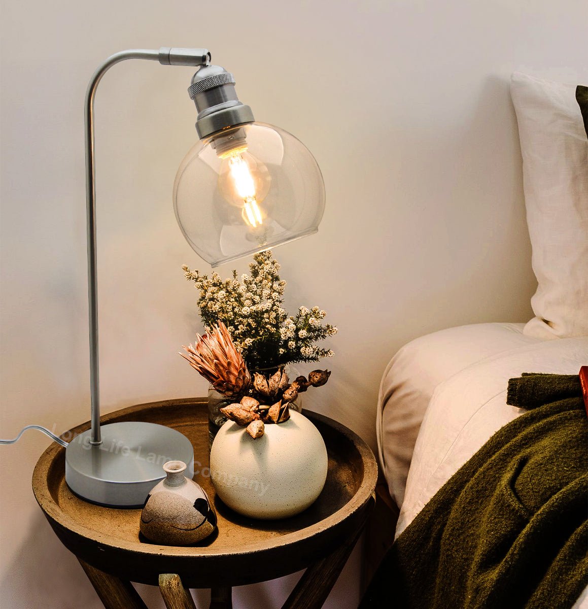 Modern Clear Glass Globe Table Lamp H3004 - Energy Light Bulbs - Free delivery on all orders