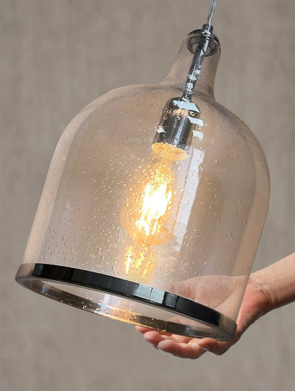 Modern Clear Transparent Glass Ceiling Pendant Shade Bell Bubble Effect - Energy Light Bulbs - Free delivery on all orders