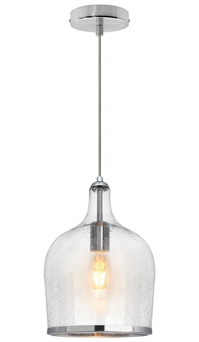 Modern Clear Transparent Glass Ceiling Pendant Shade Bell Bubble Effect - Energy Light Bulbs - Free delivery on all orders