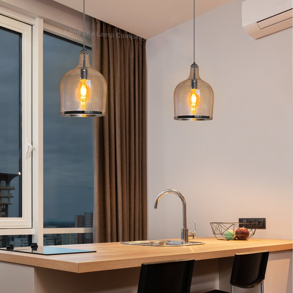 Modern Clear Transparent Glass Ceiling Pendant Shade Bell Bubble Effect - Energy Light Bulbs - Free delivery on all orders