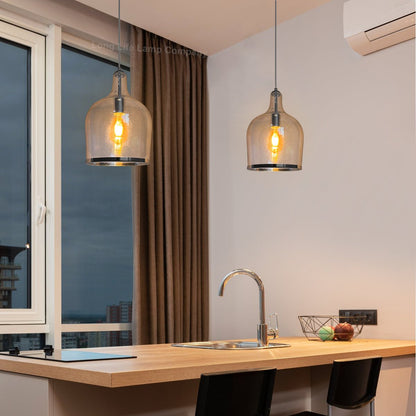 Modern Clear Transparent Glass Ceiling Pendant Shade Bell Bubble Effect - Energy Light Bulbs - Free delivery on all orders