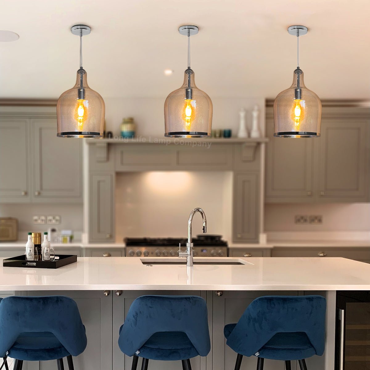 Modern Clear Transparent Glass Ceiling Pendant Shade Bell Bubble Effect - Energy Light Bulbs - Free delivery on all orders