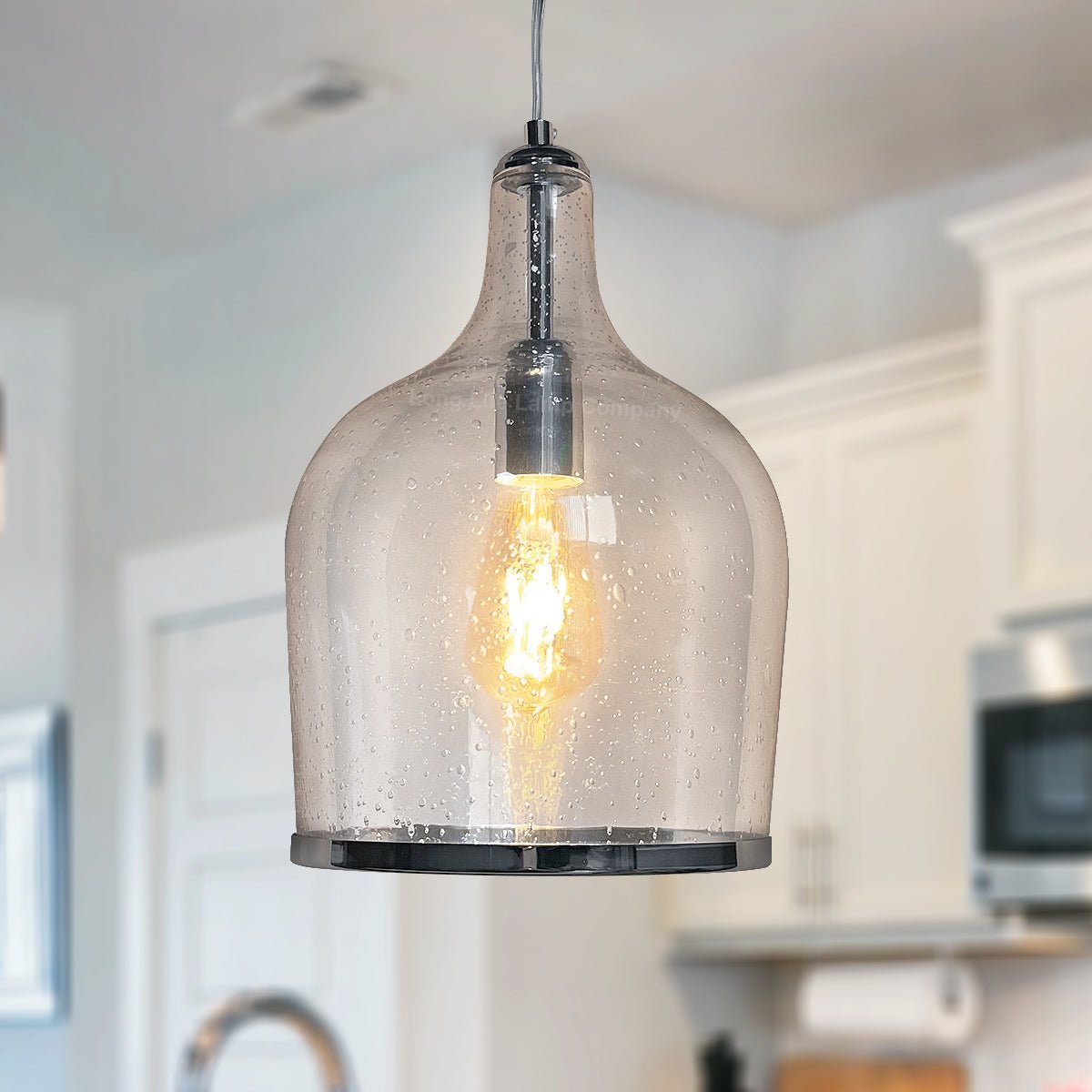 Modern Clear Transparent Glass Ceiling Pendant Shade Bell Bubble Effect - Energy Light Bulbs - Free delivery on all orders