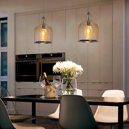 Modern Clear Transparent Glass Ceiling Pendant Shade Bell Bubble Effect - Energy Light Bulbs - Free delivery on all orders
