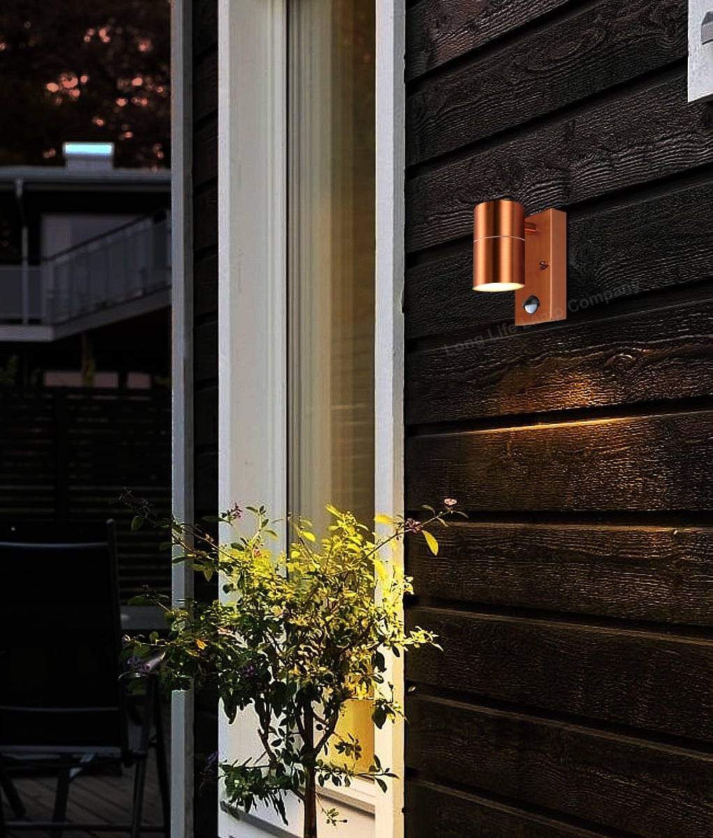 Modern Copper Outdoor Wall Light PIR Movement Sensor Detector IP65 - Energy Light Bulbs - Free delivery on all orders