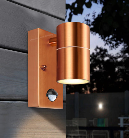 Modern Copper Outdoor Wall Light PIR Movement Sensor Detector IP65 - Energy Light Bulbs - Free delivery on all orders