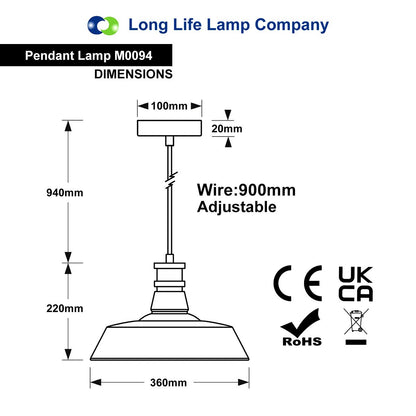 Modern Cream Ceiling Pendant Light Metal Lamp Shade M0094 - Free delivery on all orders