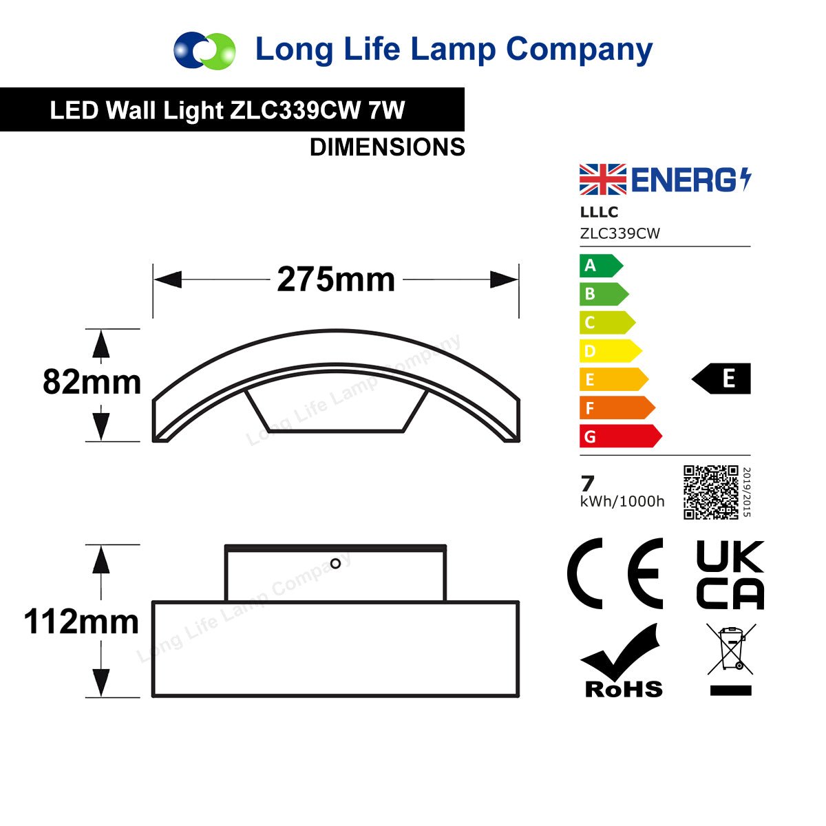 Modern Curved 7W LED Outdoor Wall Light Cool White - Energy Light Bulbs - Free delivery on all orders