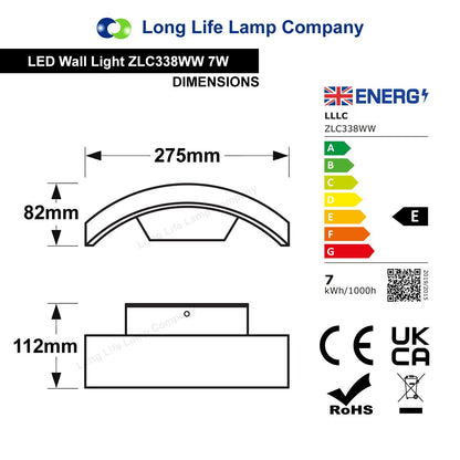 Modern Curved 7W LED Outdoor Wall Light Warm White - Energy Light Bulbs - Free delivery on all orders