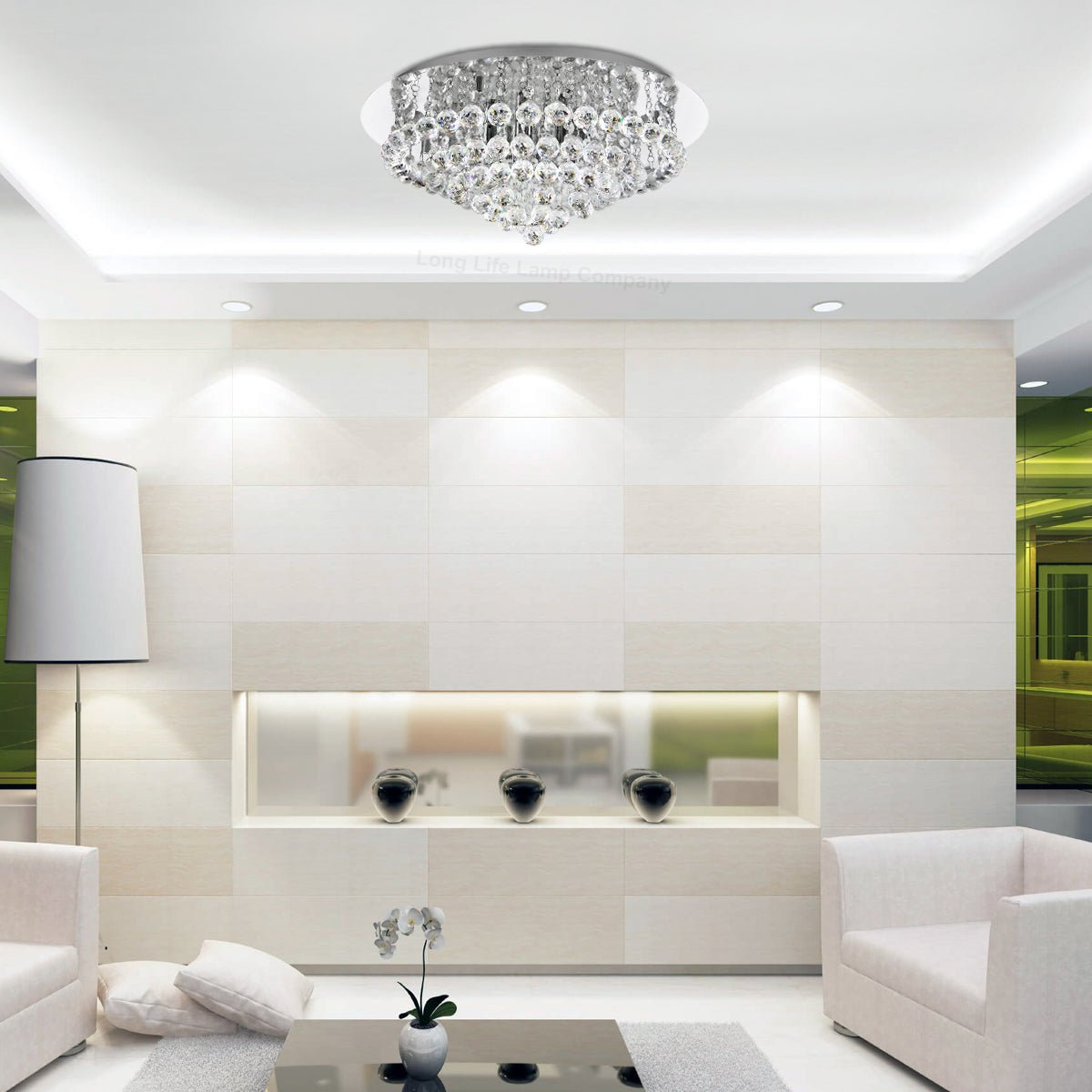 Modern Decor Round Crystal Chandelier Ceiling Light Reflective Silver Base - Energy Light Bulbs - Free delivery on all orders