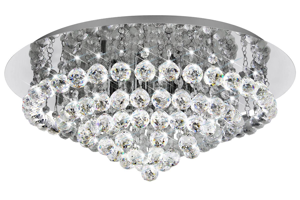 Modern Decor Round Crystal Chandelier Ceiling Light Reflective Silver Base - Energy Light Bulbs - Free delivery on all orders