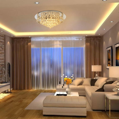 Modern Decor Round Crystal Chandelier Ceiling Light Reflective Silver Base - Energy Light Bulbs - Free delivery on all orders