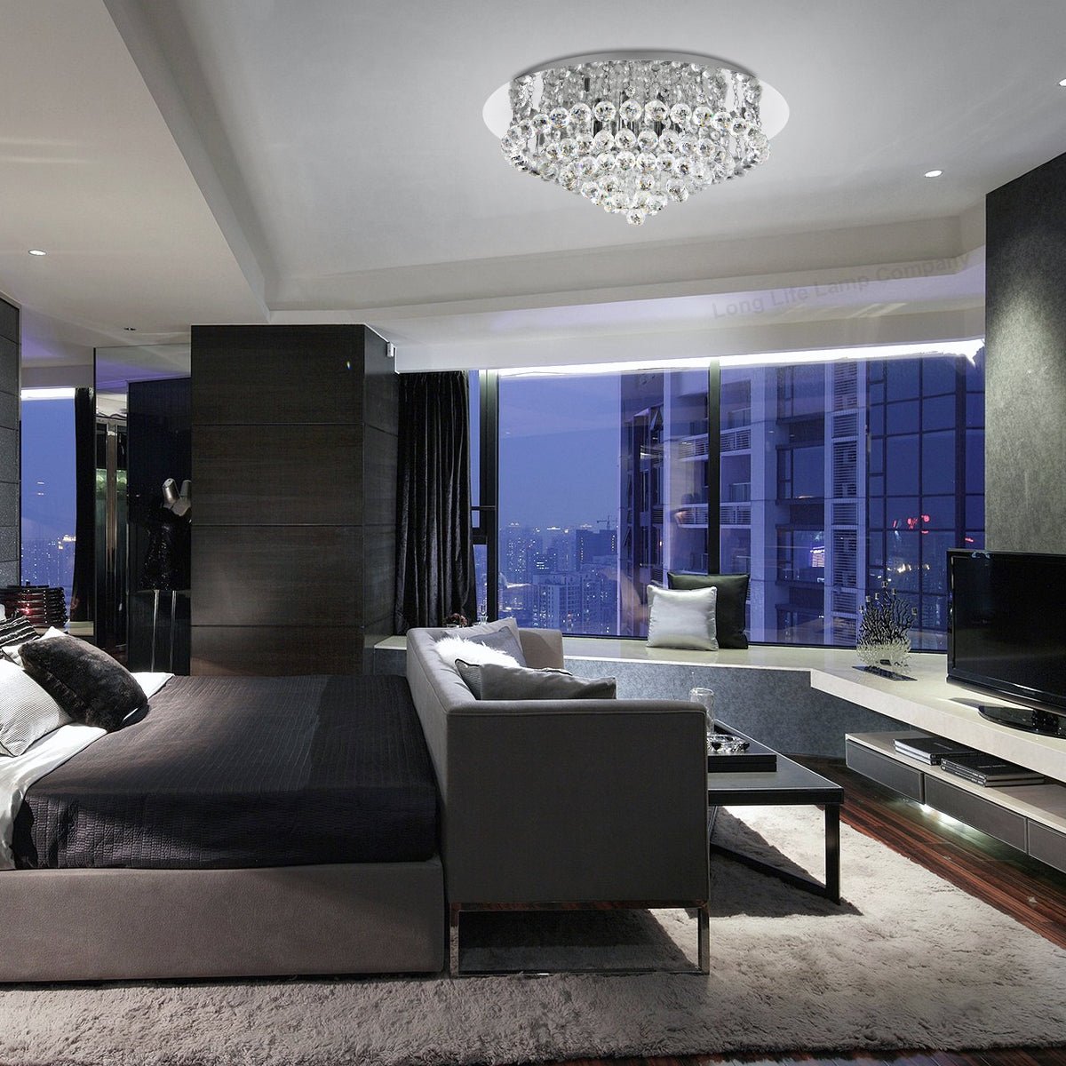 Modern Decor Round Crystal Chandelier Ceiling Light Reflective Silver Base - Energy Light Bulbs - Free delivery on all orders