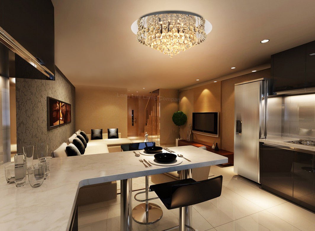 Modern Decor Round Crystal Chandelier Ceiling Light Reflective Silver Base - Energy Light Bulbs - Free delivery on all orders