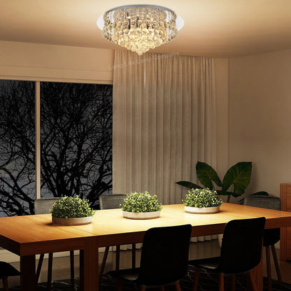 Modern Decor Round Crystal Chandelier Ceiling Light Reflective Silver Base - Energy Light Bulbs - Free delivery on all orders