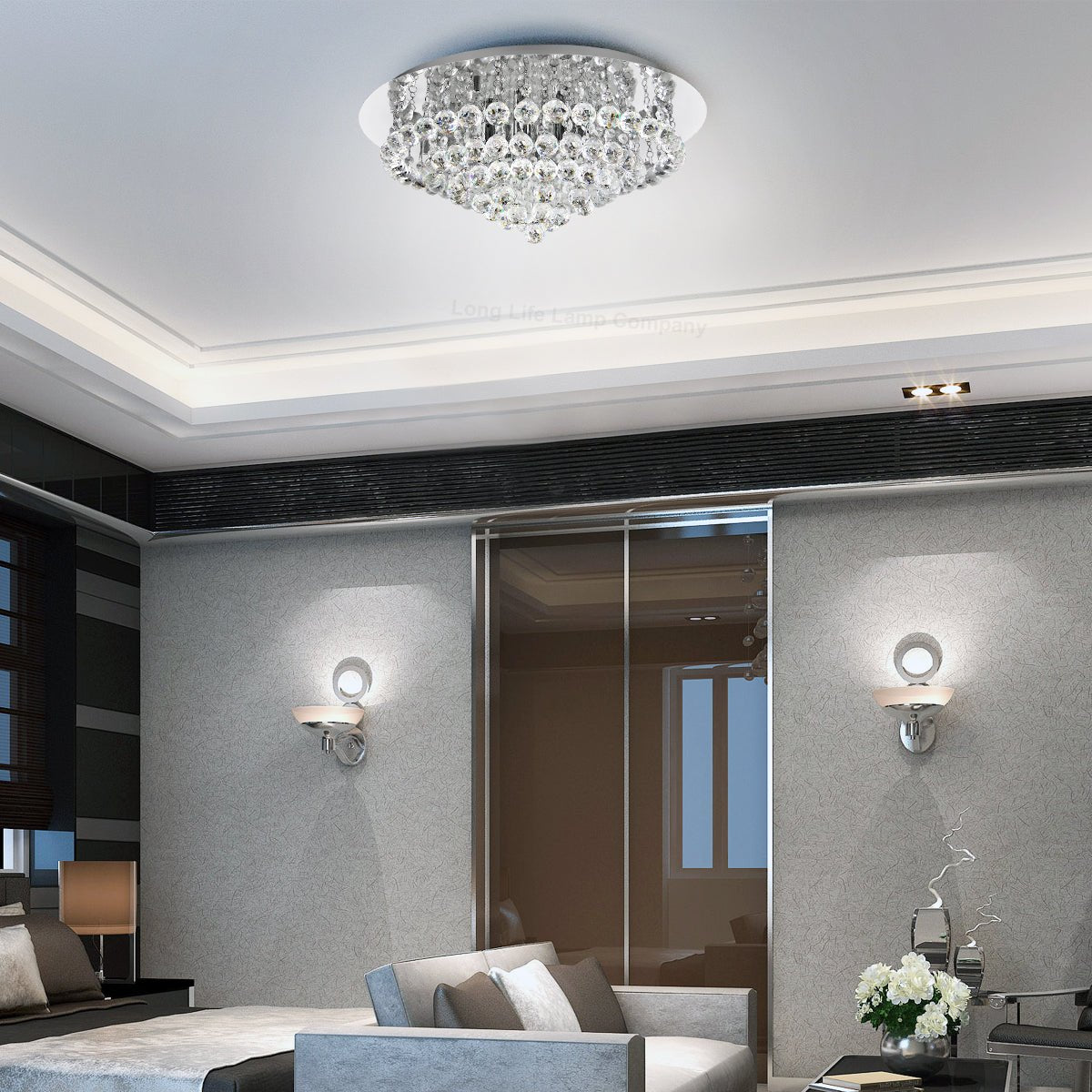 Modern Decor Round Crystal Chandelier Ceiling Light Reflective Silver Base - Energy Light Bulbs - Free delivery on all orders