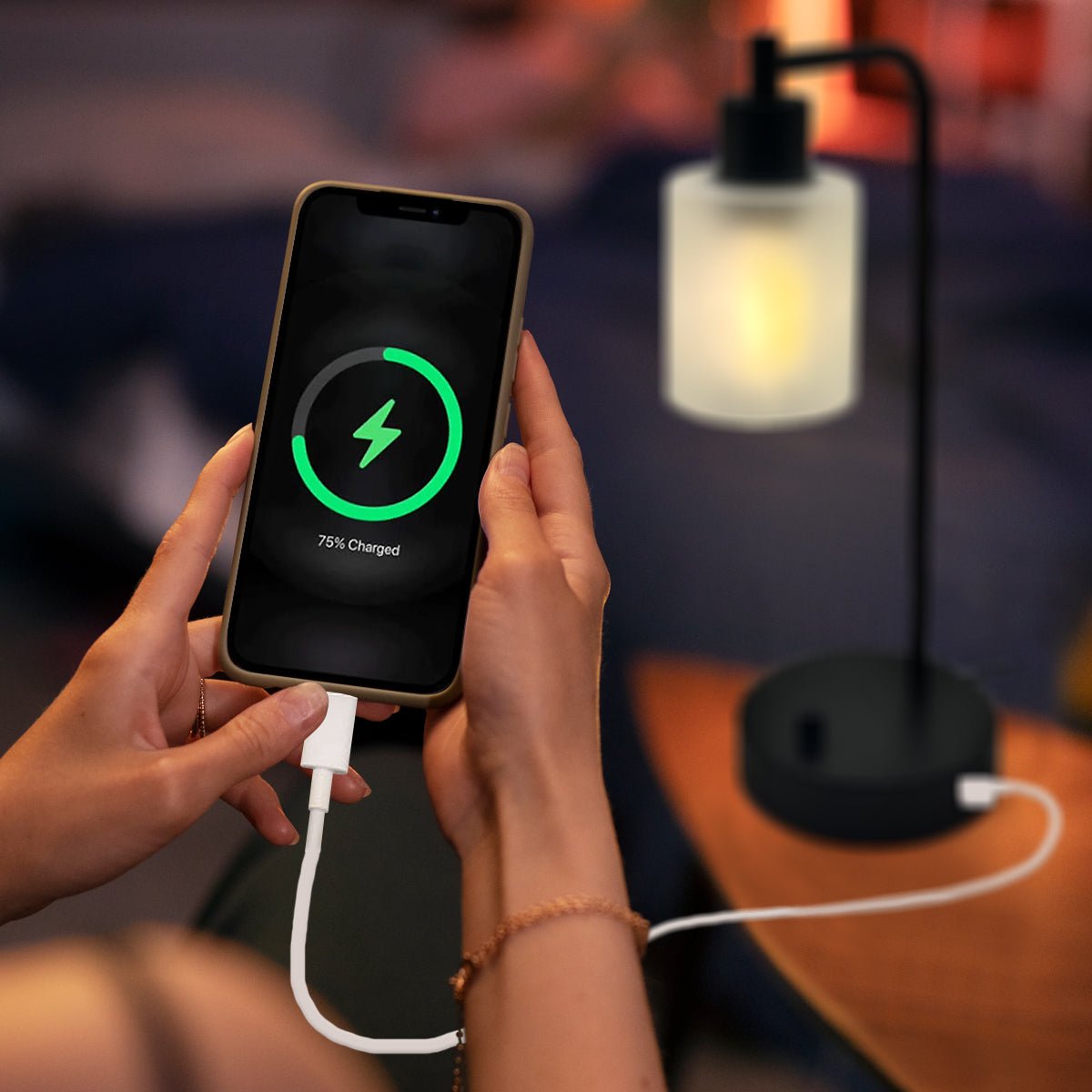 Modern Dimmable Table Lamp with Frosted Glass Shade Black Metal Base with USB Ports - Energy Light Bulbs - Free delivery on all orders