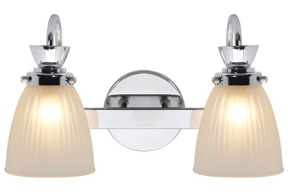 Modern Double Bathroom Wall Light Chrome IP44 Frosted Glass With G9 LED 5w Warm White - Energy Light Bulbs - Free delivery on all orders