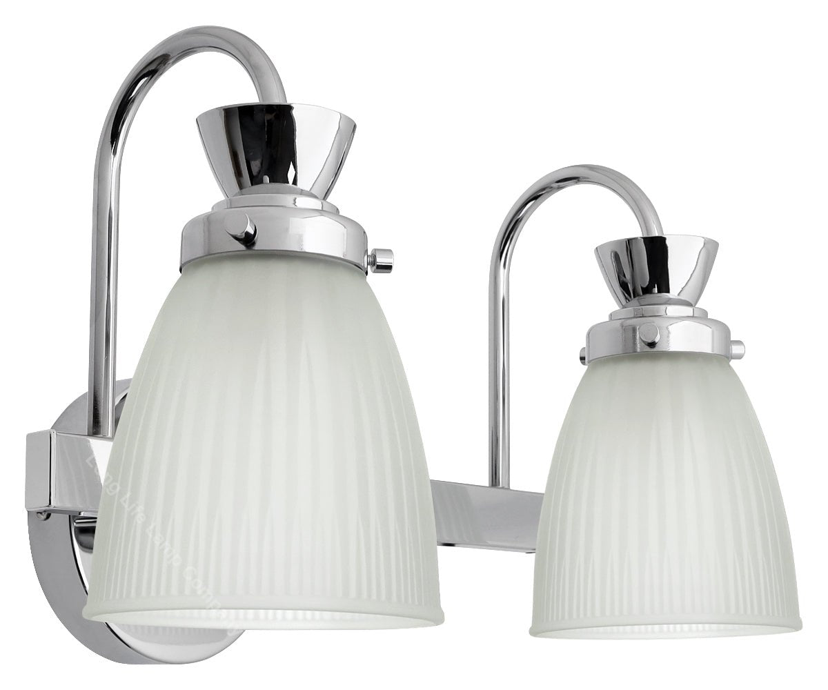 Modern Double Bathroom Wall Light Chrome IP44 Frosted Glass With G9 LED 5w Warm White - Energy Light Bulbs - Free delivery on all orders