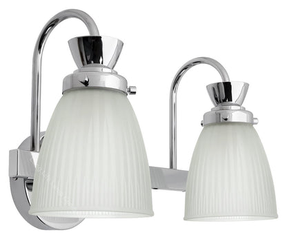 Modern Double Bathroom Wall Light Chrome IP44 Frosted Glass With G9 LED 5w Warm White - Energy Light Bulbs - Free delivery on all orders