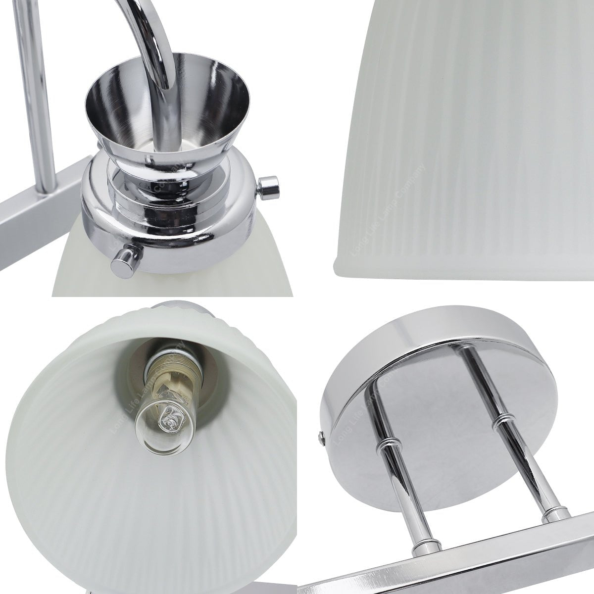 Modern Double Bathroom Wall Light Chrome IP44 Frosted Glass With G9 LED 5w Warm White - Energy Light Bulbs - Free delivery on all orders