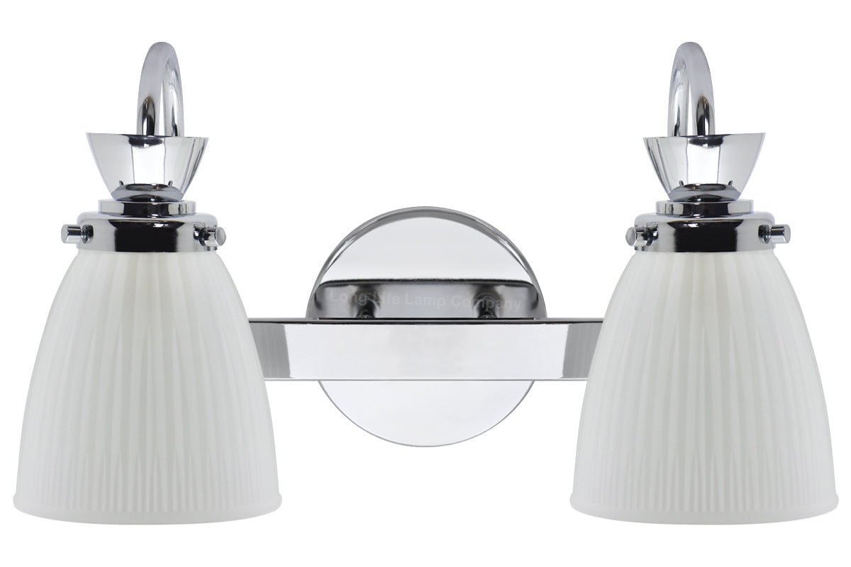 Modern Double Bathroom Wall Light Chrome IP44 Frosted Glass With G9 LED 5w Warm White - Energy Light Bulbs - Free delivery on all orders