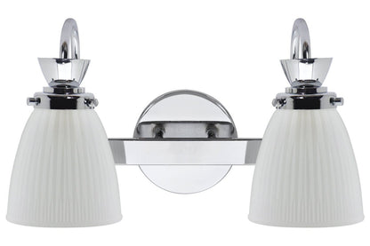 Modern Double Bathroom Wall Light Chrome IP44 Frosted Glass With G9 LED 5w Warm White - Energy Light Bulbs - Free delivery on all orders