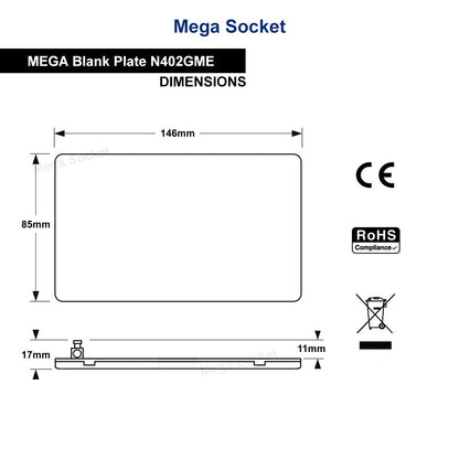 Modern Double Black Nickel Wall Blanking Plate Scewless Finish N402GME - Energy Light Bulbs - Free delivery on all orders