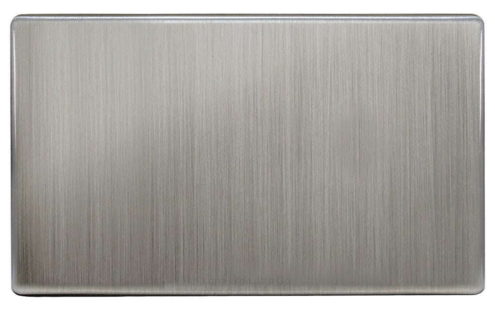 Modern Double Gloss Brush Chrome Wall Blanking Plate Screwless Finish - Energy Light Bulbs - Free delivery on all orders