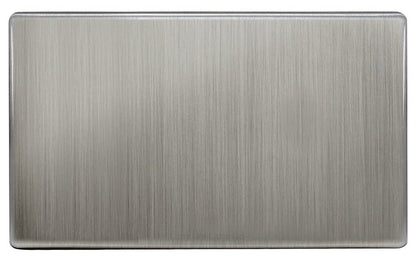 Modern Double Gloss Brush Chrome Wall Blanking Plate Screwless Finish - Energy Light Bulbs - Free delivery on all orders