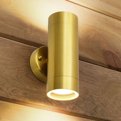 IP65 Double Outdoor Wall Light Brass LED GU10 - Energy Light Bulbs - Free delivery on all orders