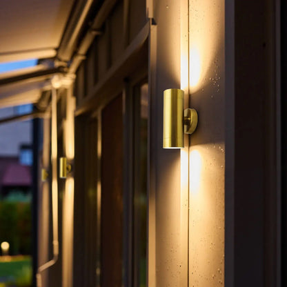 IP65 Double Outdoor Wall Light Brass LED GU10 - Energy Light Bulbs - Free delivery on all orders