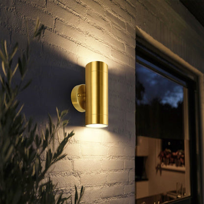 IP65 Double Outdoor Wall Light Brass LED GU10 - Energy Light Bulbs - Free delivery on all orders