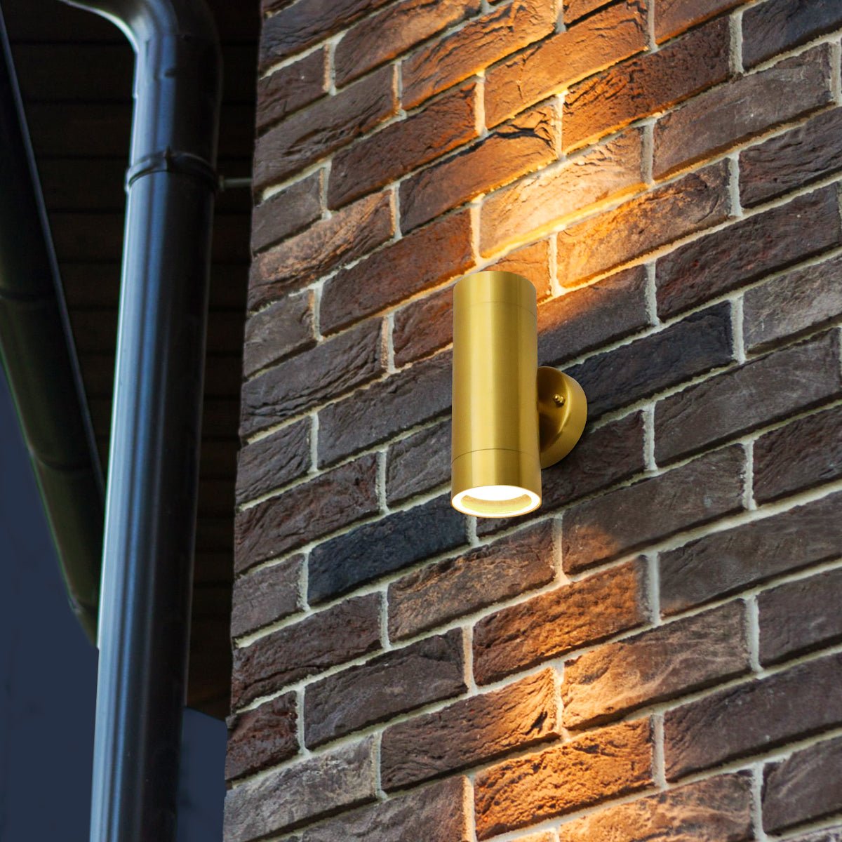 IP65 Double Outdoor Wall Light Brass LED GU10 - Energy Light Bulbs - Free delivery on all orders