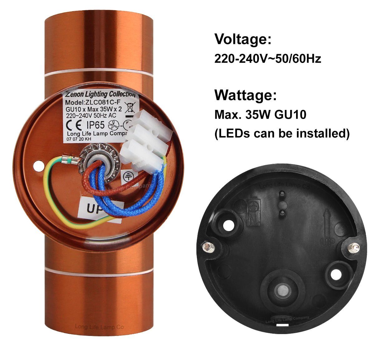 Modern Double Outdoor Wall Light Stainless Steel Copper IP65 - Energy Light Bulbs - Free delivery on all orders